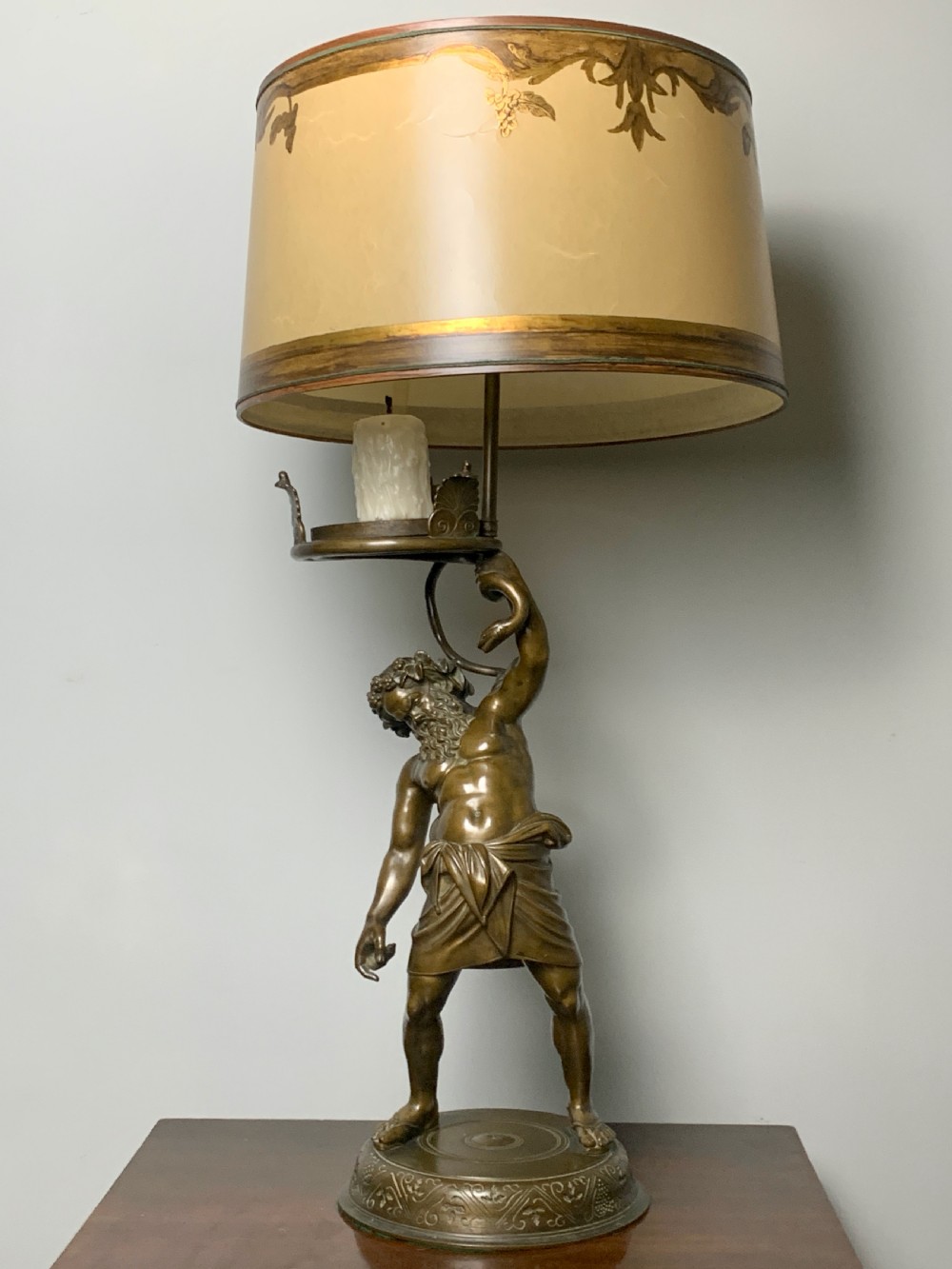 Grand Tour bronze figure of Silenus by Nelli, Rome, mounted as a lamp