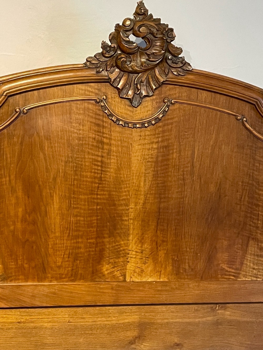 19th Century French walnut marquetry Louis XV Rococo Revival Double Bed View VIII