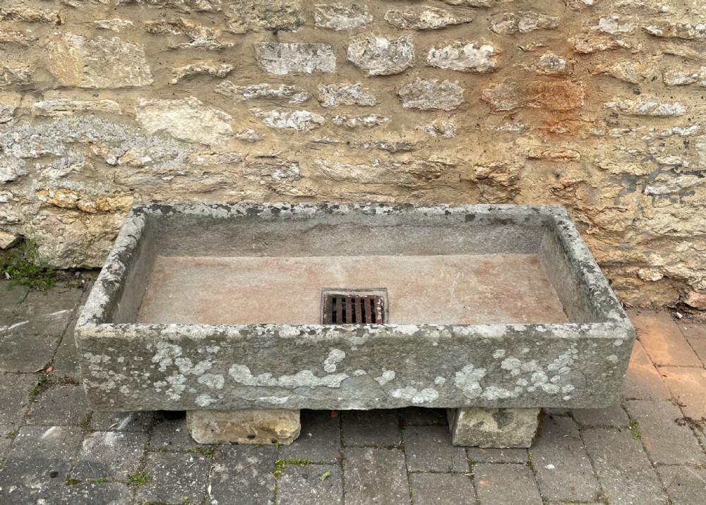 Large 19th century well weathered stone garden trough View III