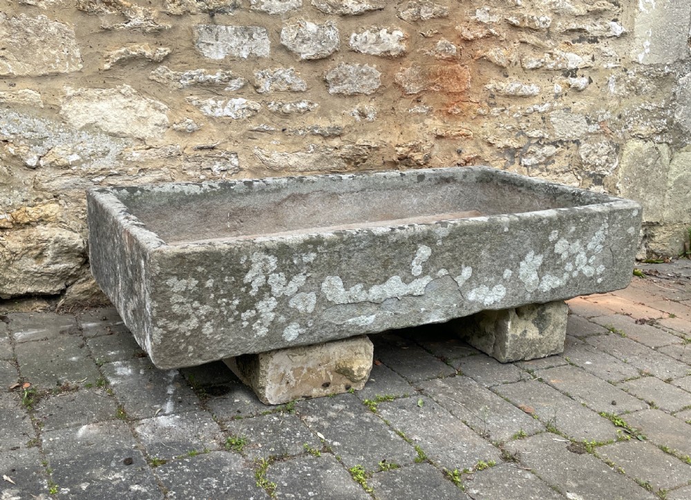 Large 19th century well weathered stone garden trough View IV