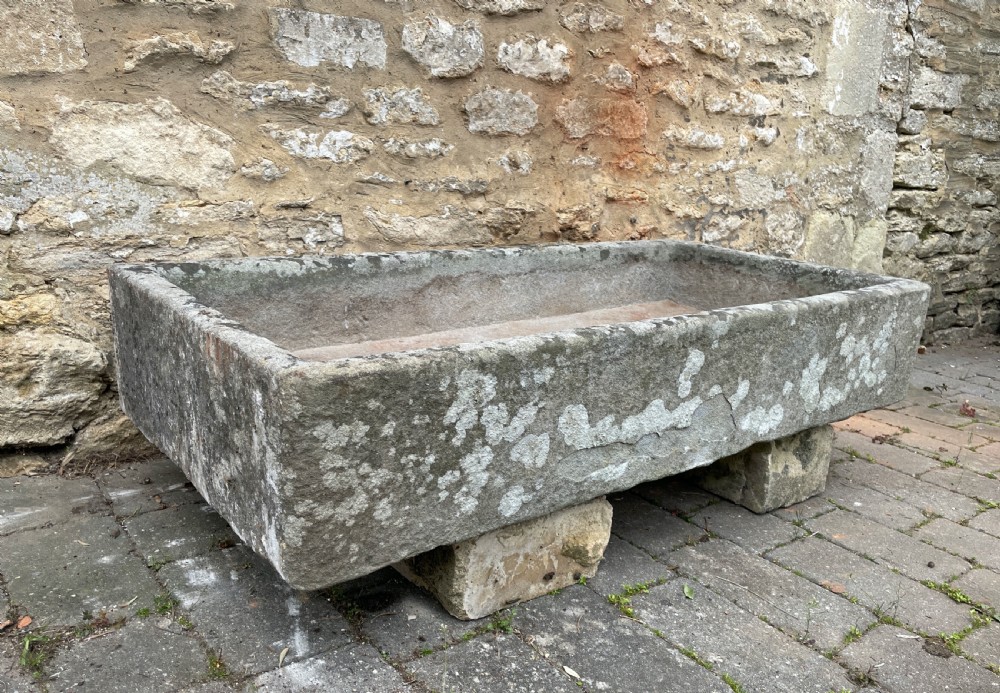 Large 19th century well weathered stone garden trough View V