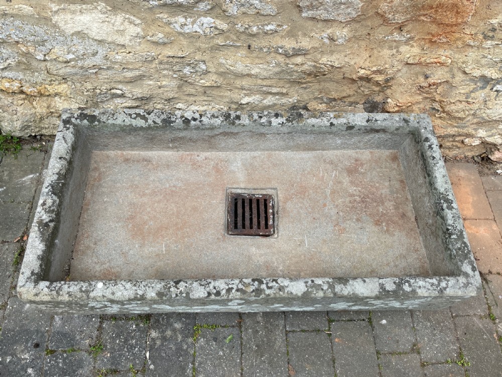 Large 19th century well weathered stone garden trough View VII