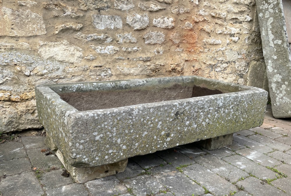 Large 19th century well weathered stone garden trough View II