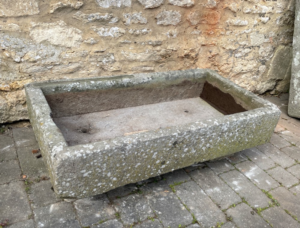 Large 19th century well weathered stone garden trough View III