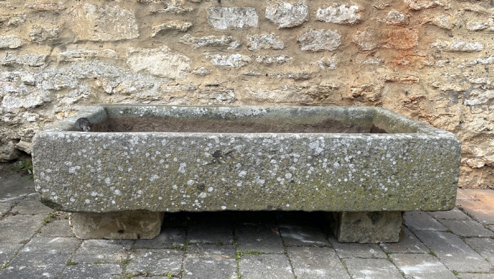 Large 19th century well weathered stone garden trough View IV