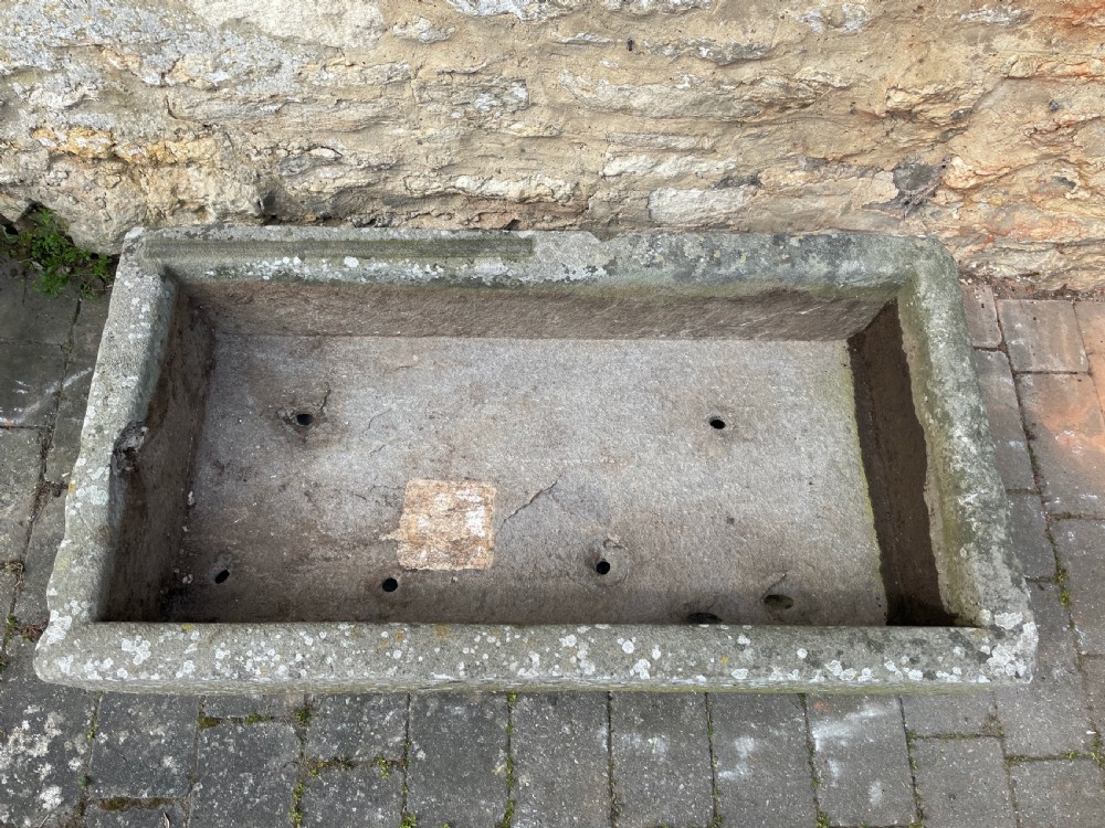 Large 19th century well weathered stone garden trough View VI