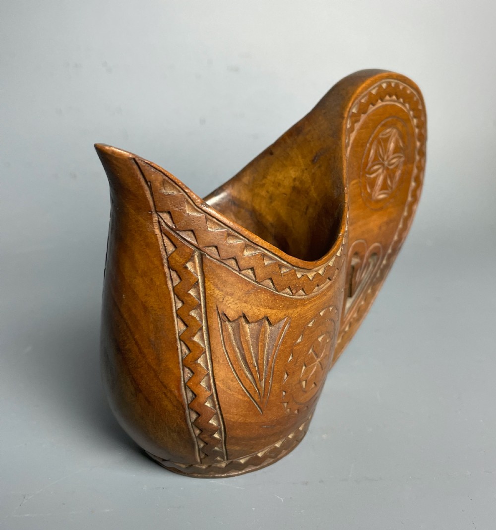 Scandinavian Folk Art Hand Carved Nordic Wedding Cup View III