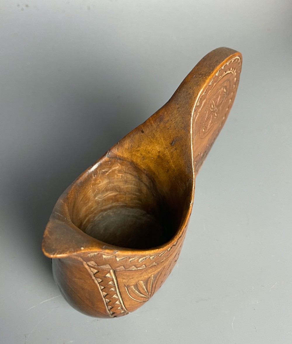 Scandinavian Folk Art Hand Carved Nordic Wedding Cup View IV