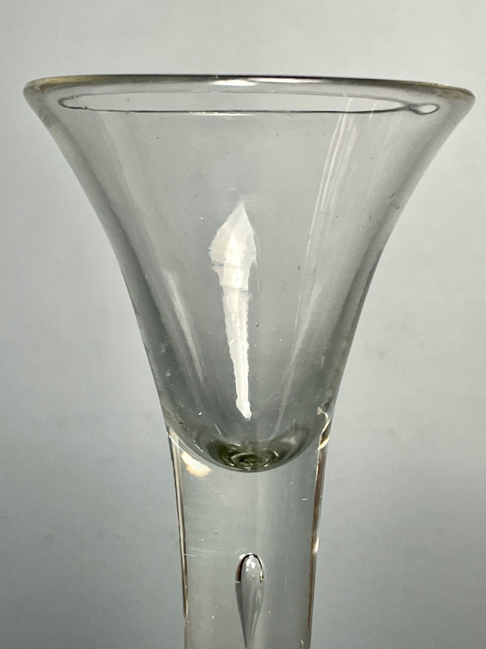 Georgian mid 18th century trumpet bowl wine glass View III