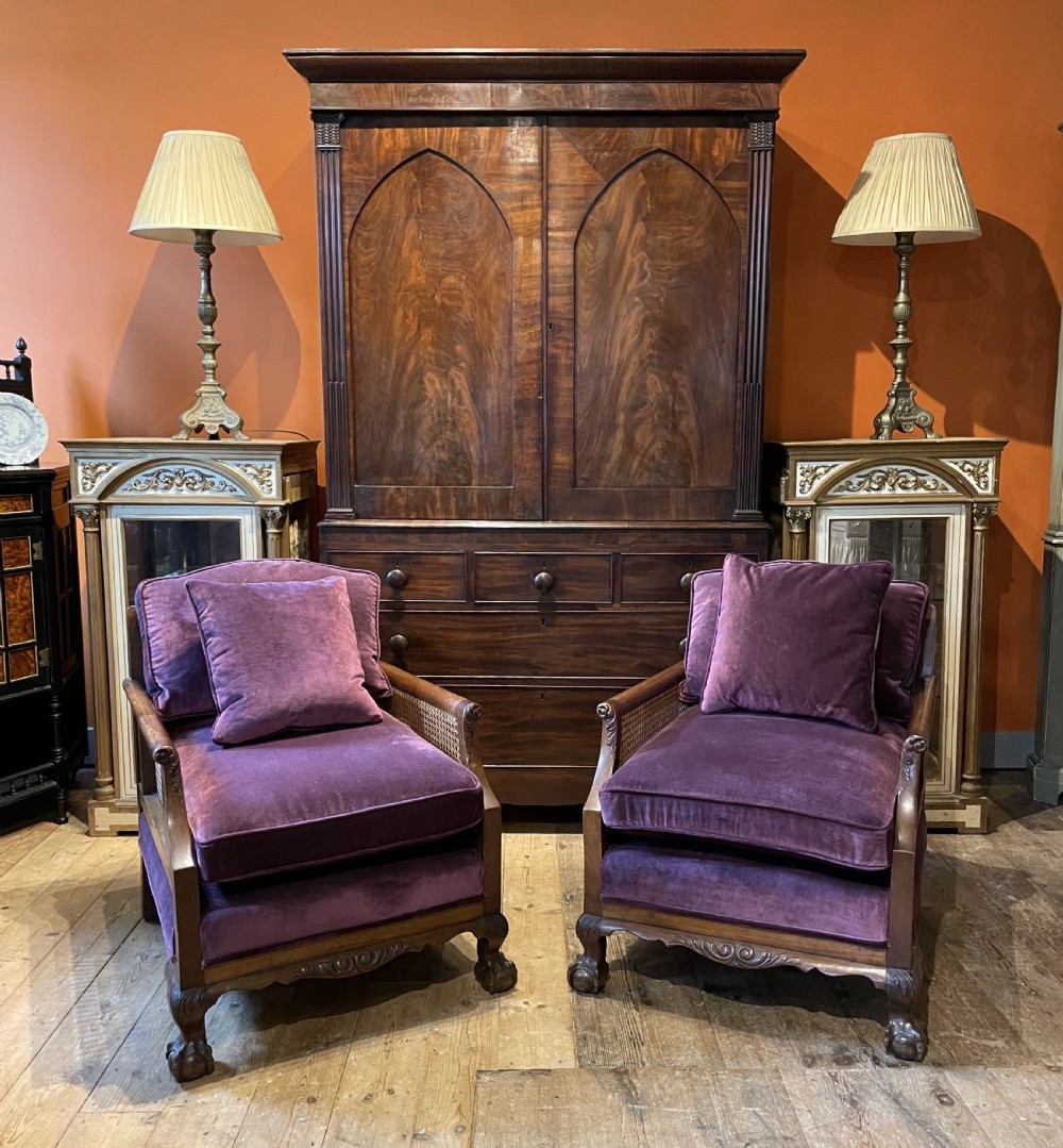 Mahogany Three Piece Bergere Suite circa 1920 View II