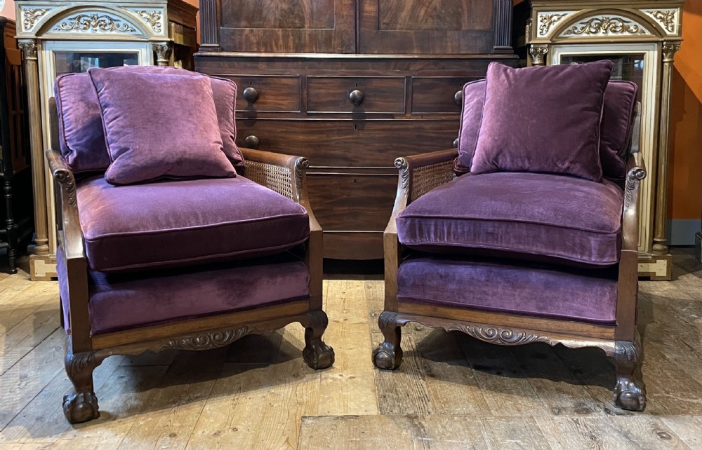 Mahogany Three Piece Bergere Suite circa 1920 View III