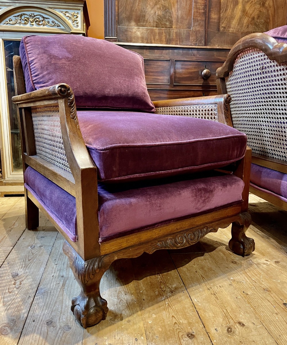 Mahogany Three Piece Bergere Suite circa 1920 View VI