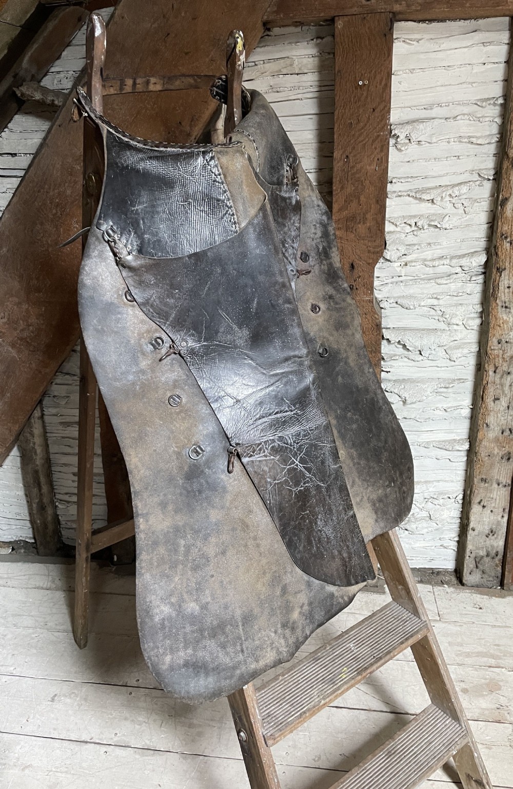 Pair of Leather cowboy batwing chaps from a Montana Ranch View V