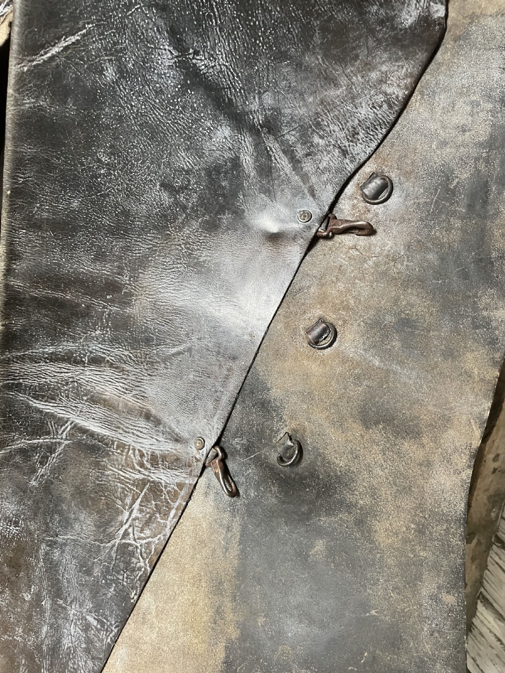 Pair of Leather cowboy batwing chaps from a Montana Ranch View VI