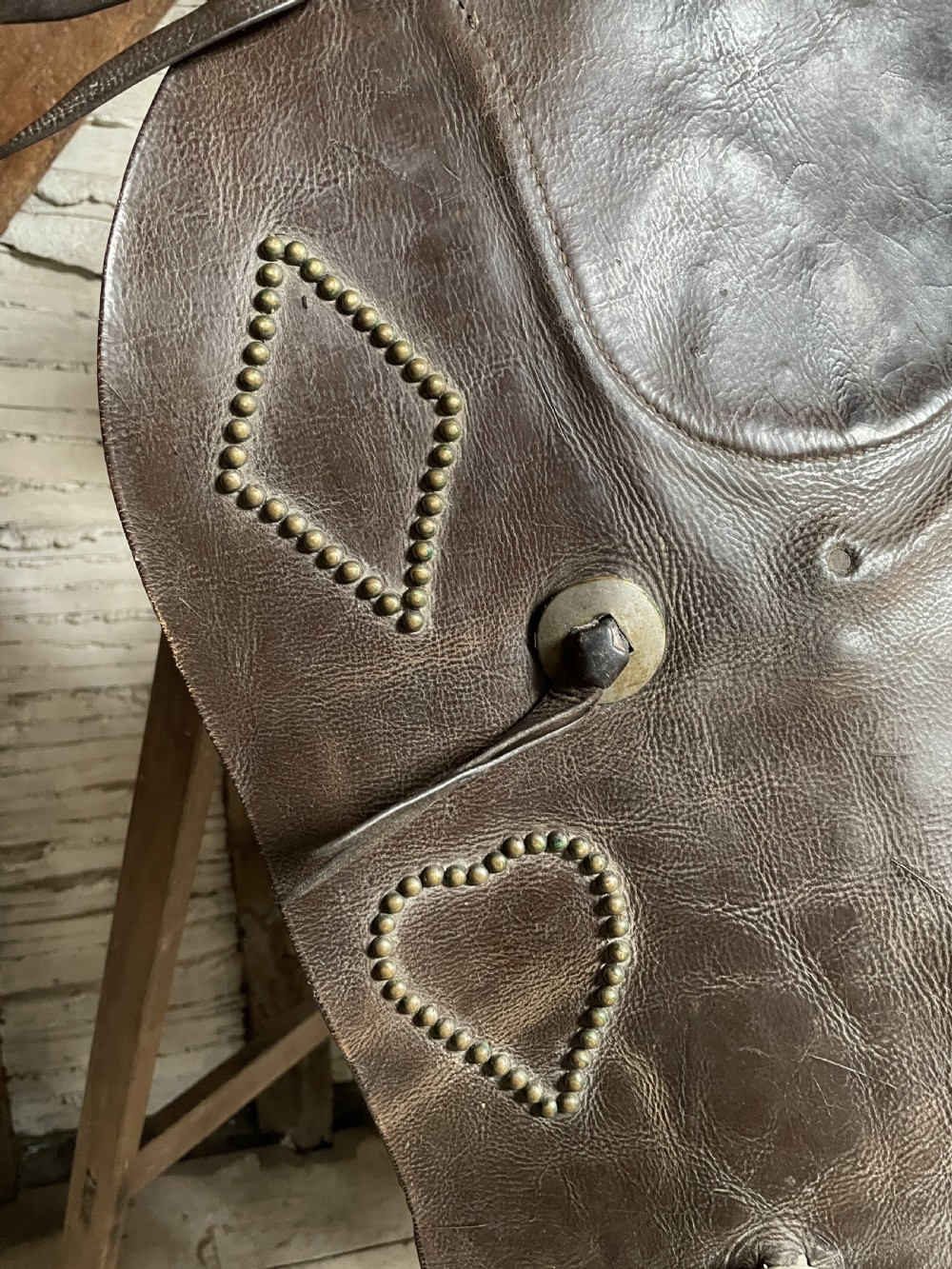 Pair of leather cowboy chaps from a Montana Ranch View II