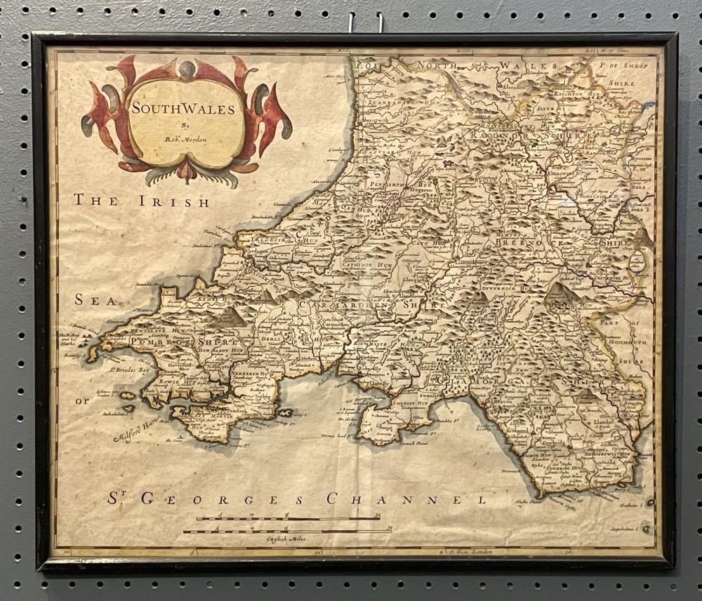 Antique Engraved Map of South Wales by Robert Morden
