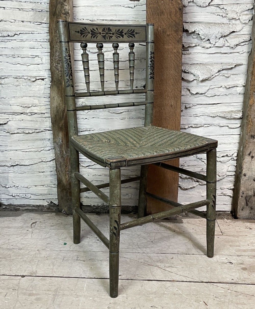Regency Painted Rush Seated Occasional Chair