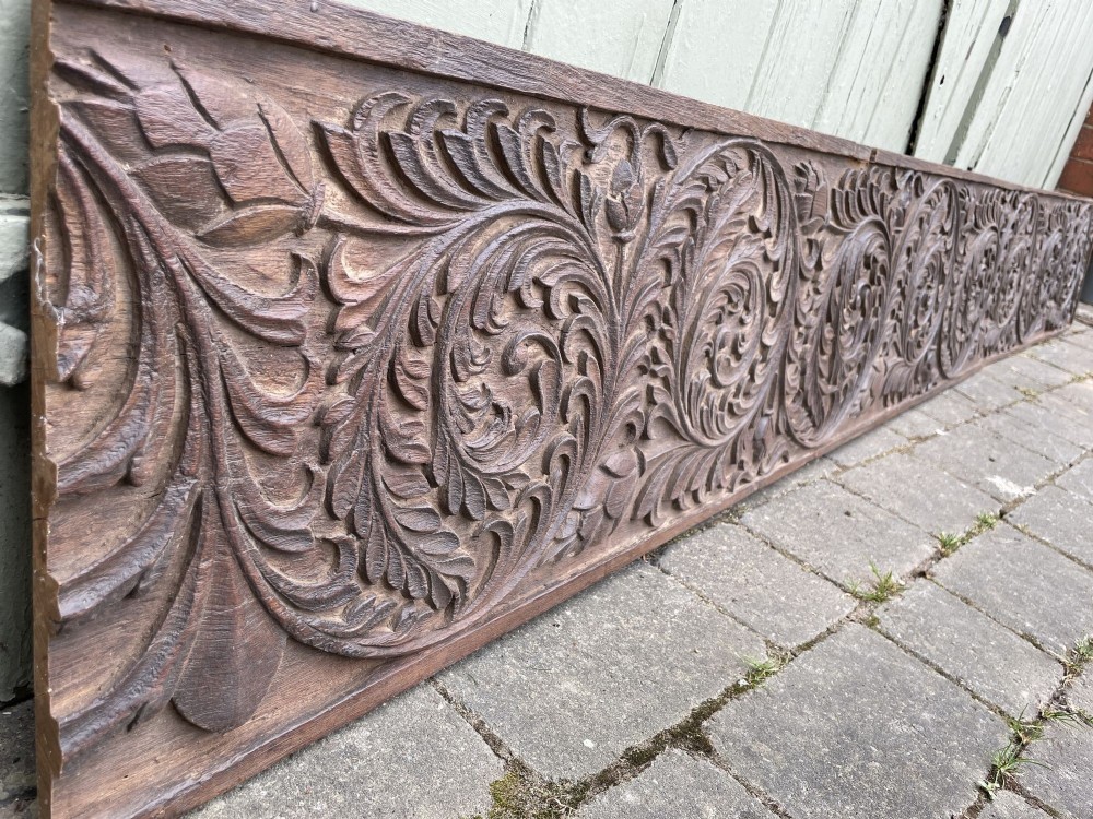 Large Indian Teak Foliate Carved Panel