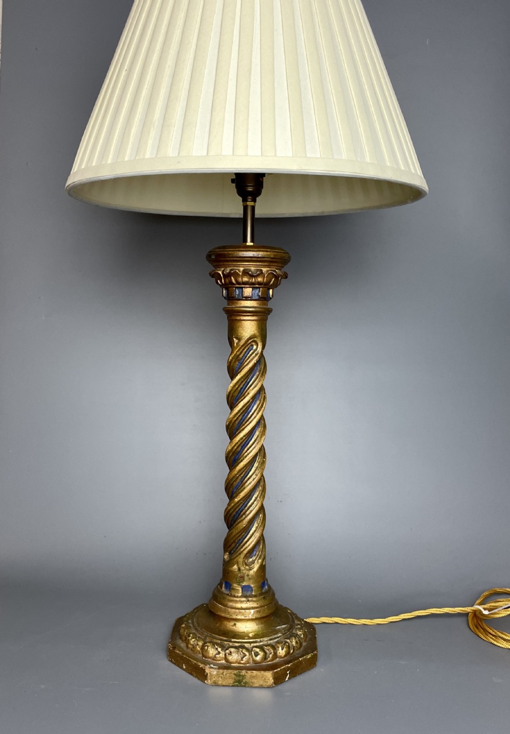 Florentine Carved Giltwood Column Table Lamp