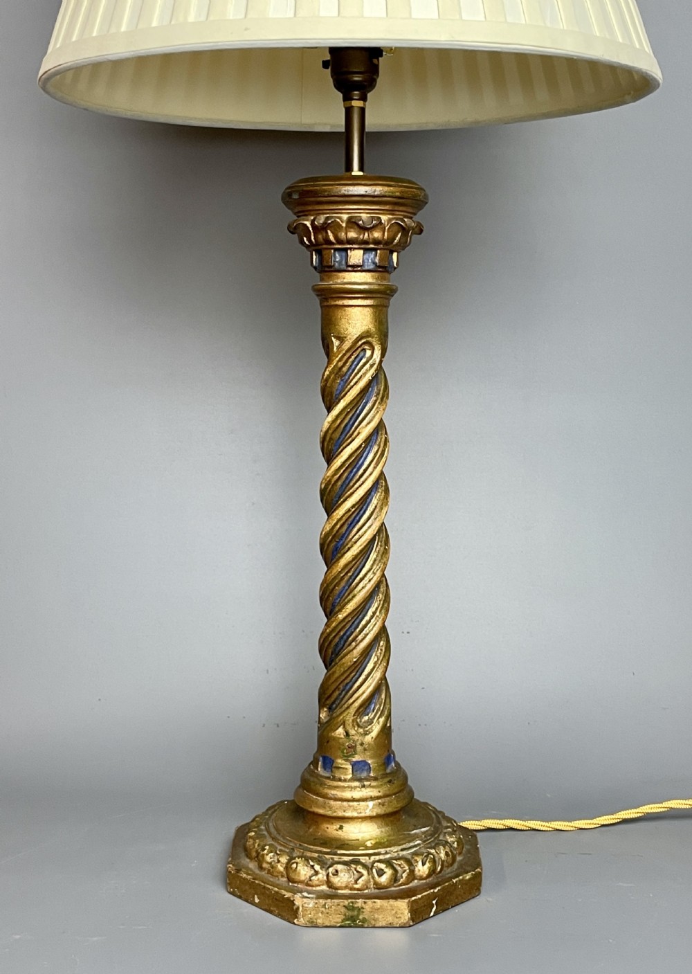 Florentine Carved Giltwood Column Table Lamp View III