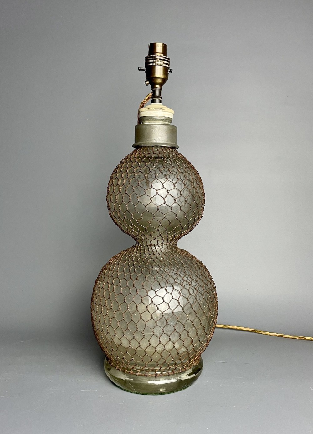 French Wire Covered Double Ball Soda Siphon Lamp