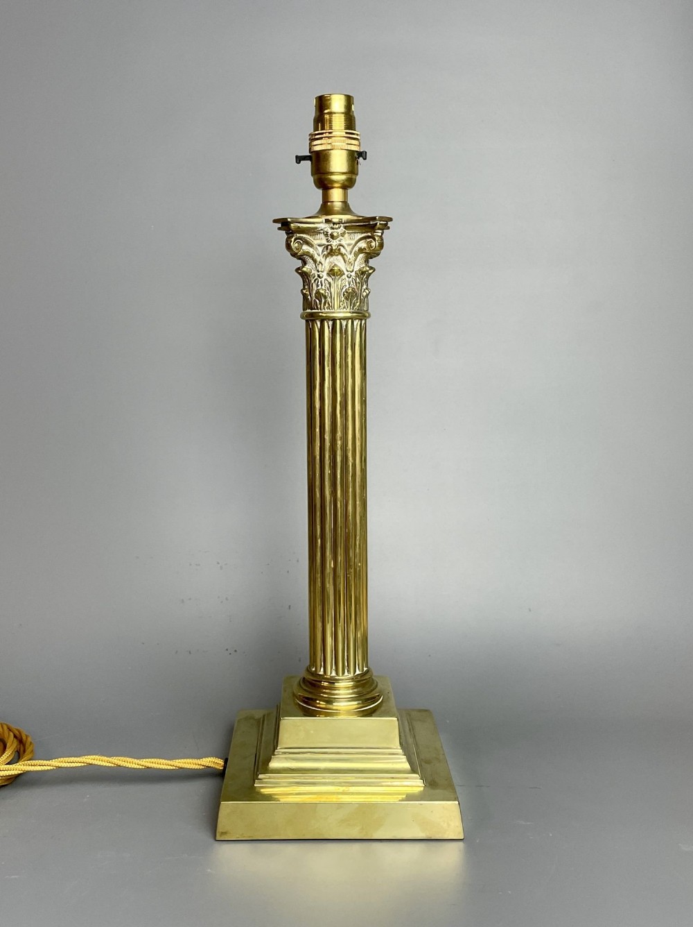 Antique Corinthian Column Brass Table Lamp
