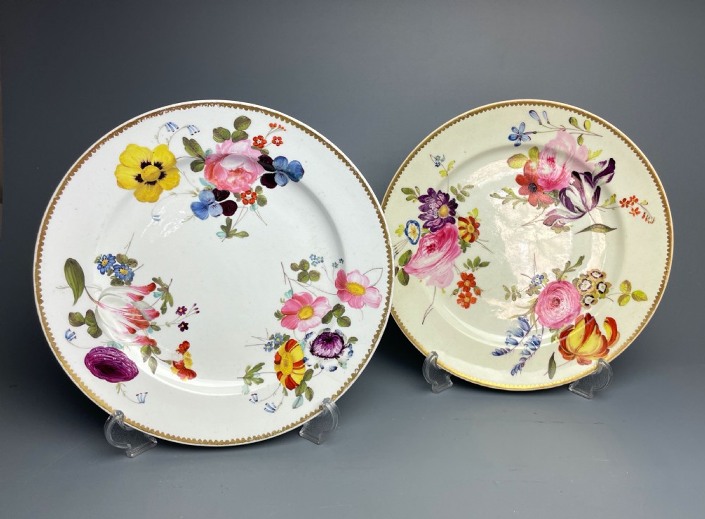 Pair of Derby porcealin botanical plates circa 1820