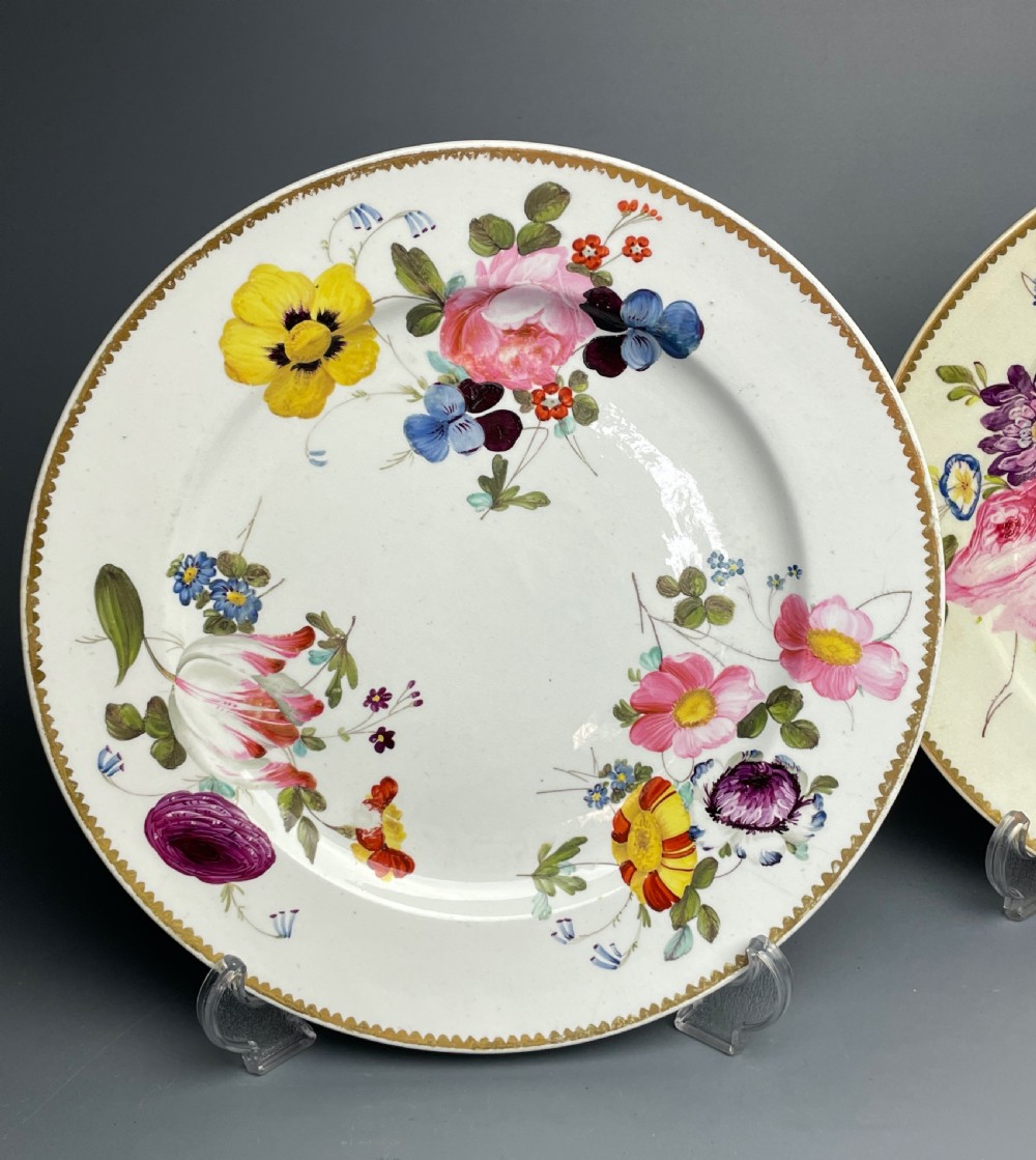 Pair of Derby porcealin botanical plates circa 1820 View II