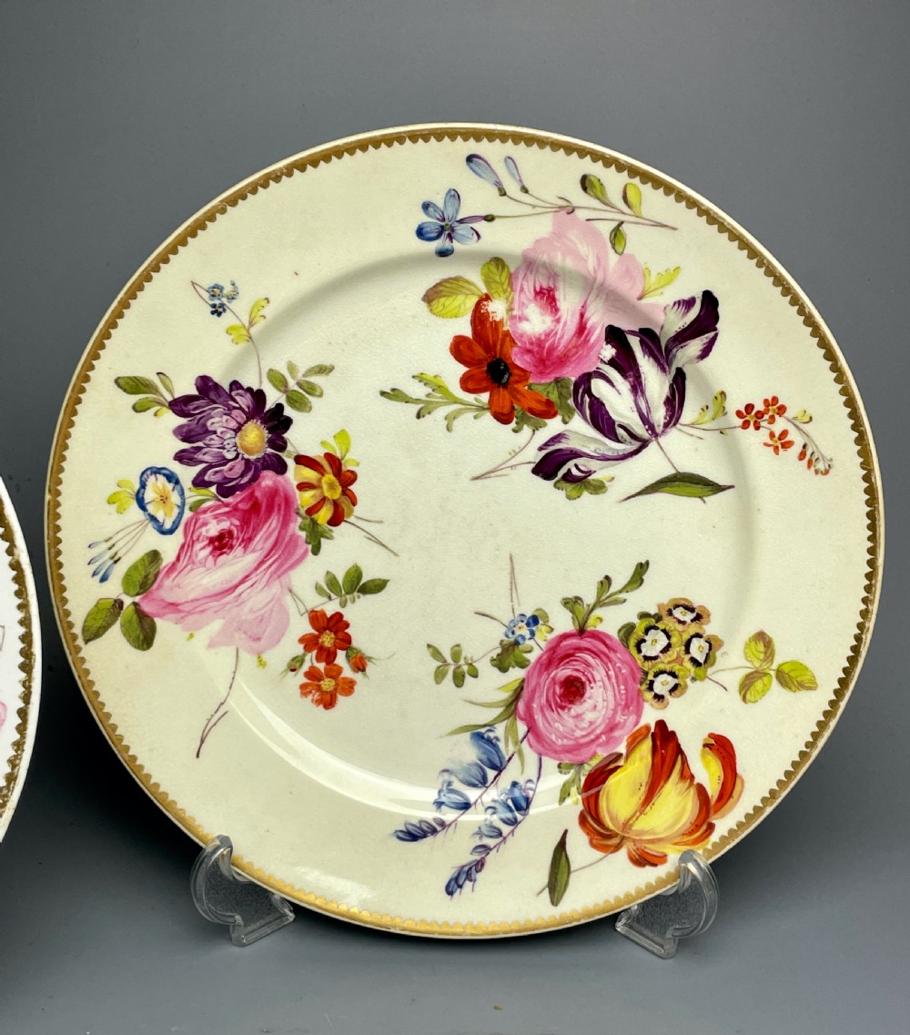 Pair of Derby porcealin botanical plates circa 1820 View III
