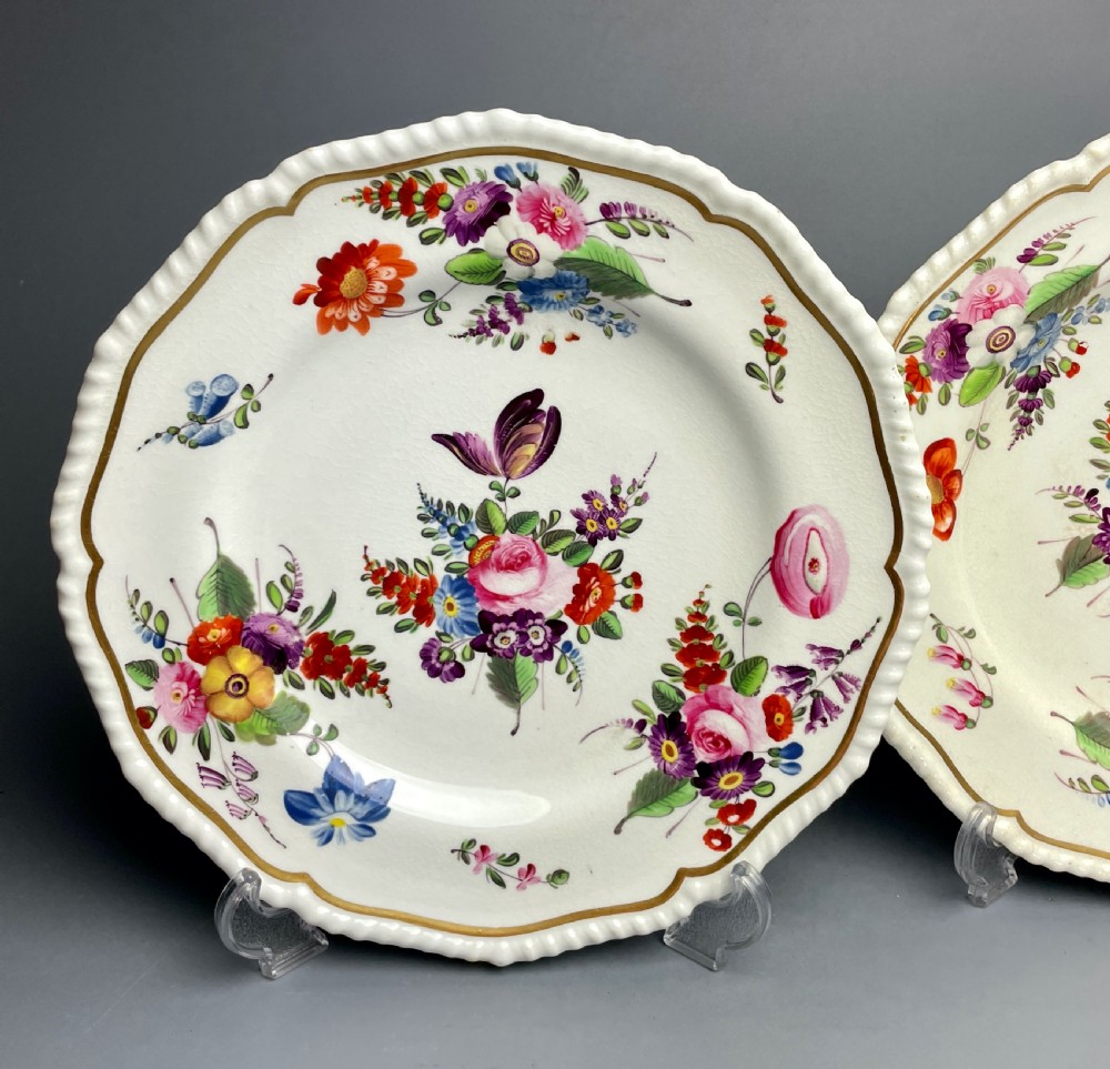 Pair of Derby porcelain botanical plates circa 1820 View II