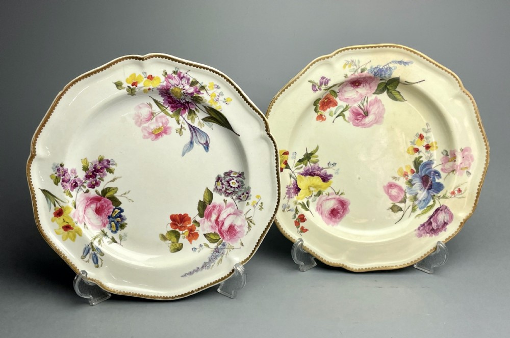 Pair of Derby porcelain botanical plates, circa 1820