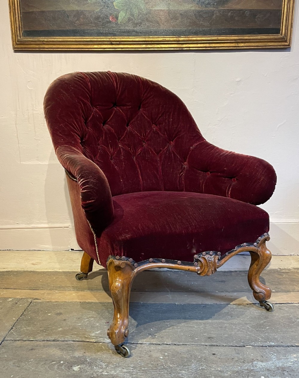 Victorian Iron Framed Button Back Armchair