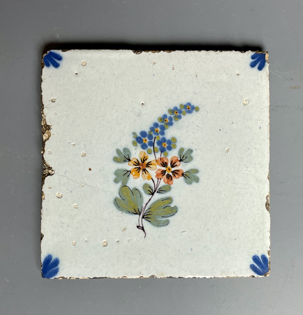 Liverpool Delft polychrome tile circa 1760