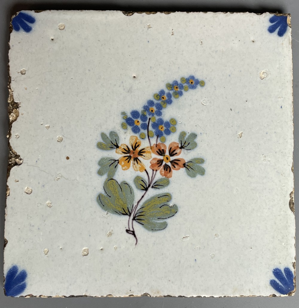 Liverpool Delft polychrome tile circa 1760 View II