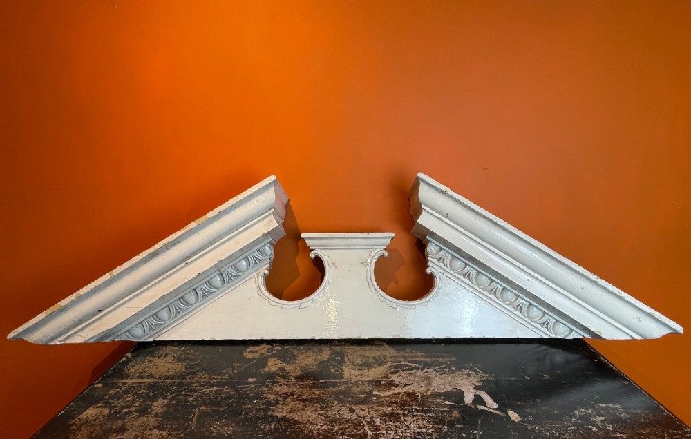 Edwardian painted pine architectural door pediment in Georgian style View II