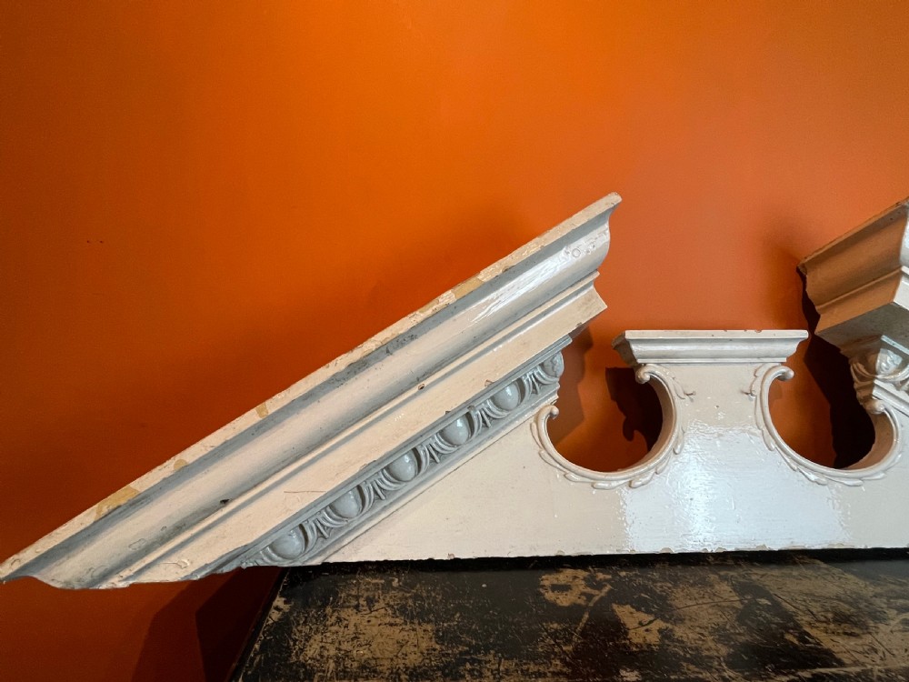 Edwardian painted pine architectural door pediment in Georgian style View III