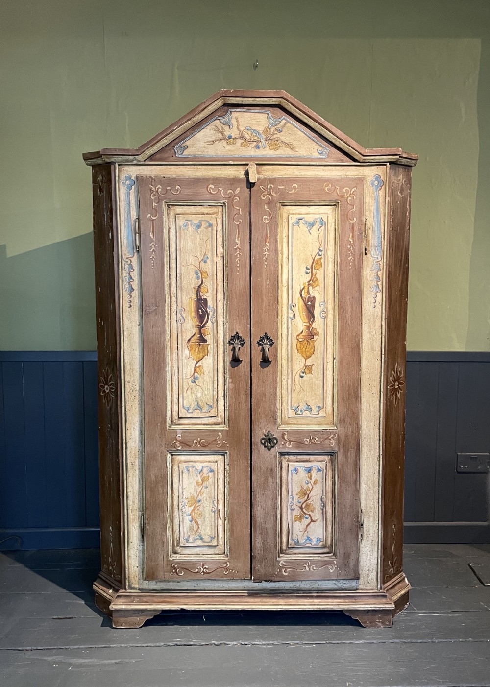 Dutch 19th Century painted corner cupboard