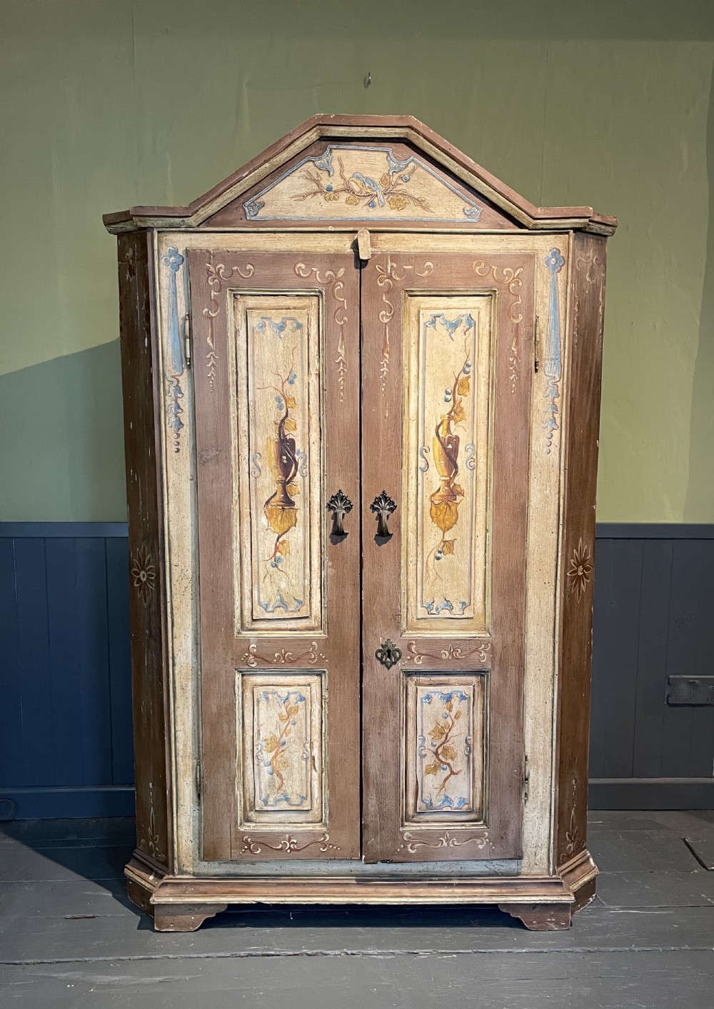 Dutch 19th Century painted corner cupboard View II