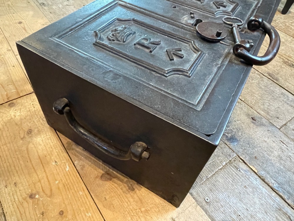 Victorian cast iron Military paymaster / revenue strongbox chest View V