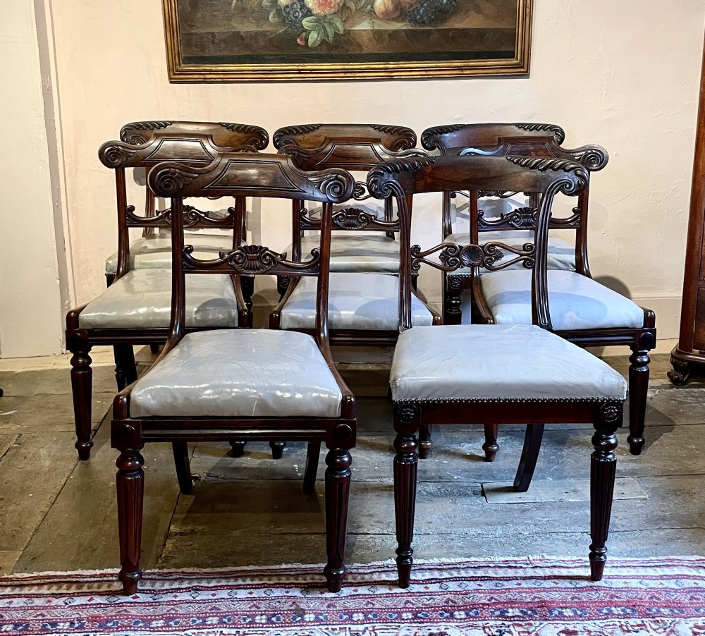 Set of Eight Regency Rosewood Dining Chairs