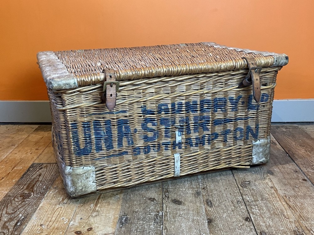 Large Vintage Wicker Laundry Basket
