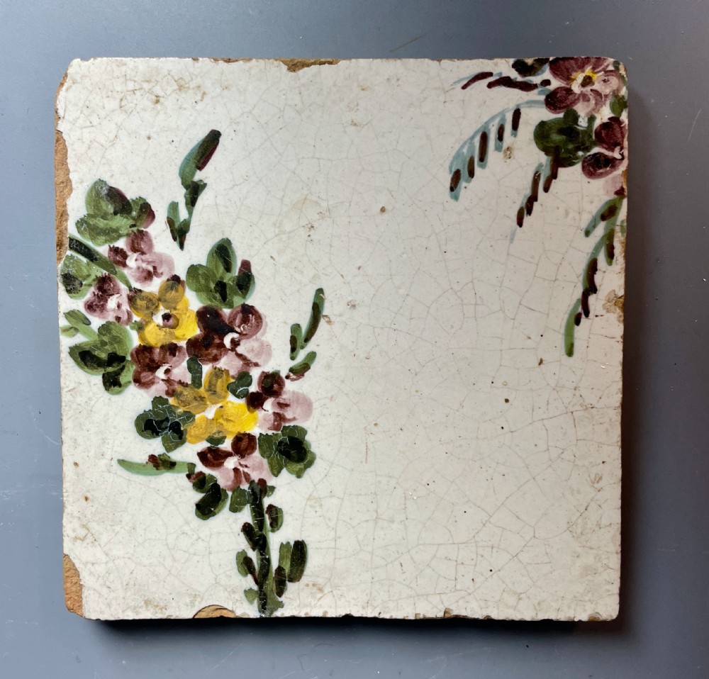 17th Century Delft polychrome tile