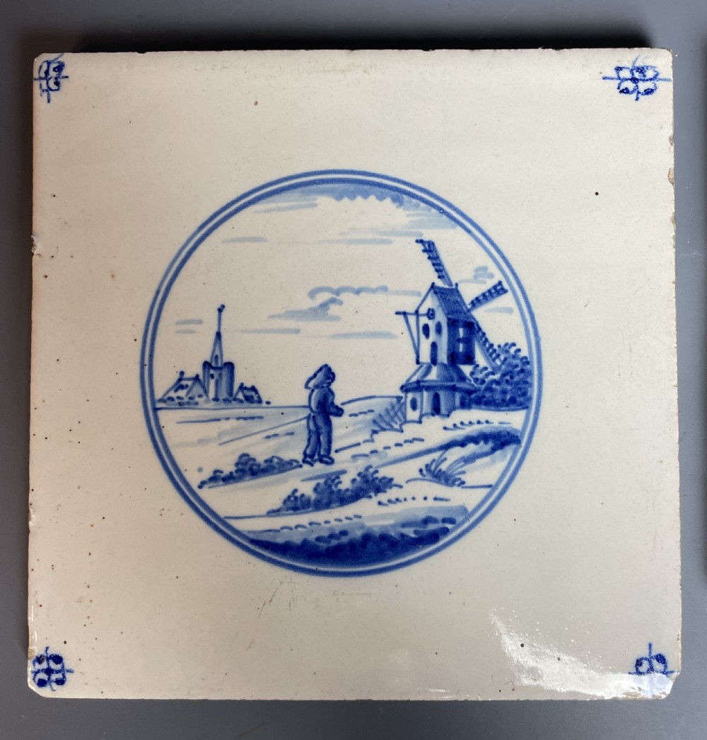 Pair of Delft blue & White tiles View III