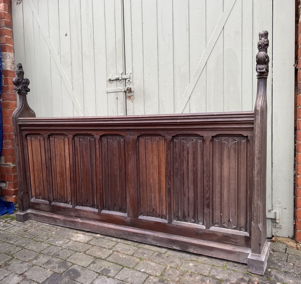 Victorian Gothic Carved Oak Church Pew Front Panel