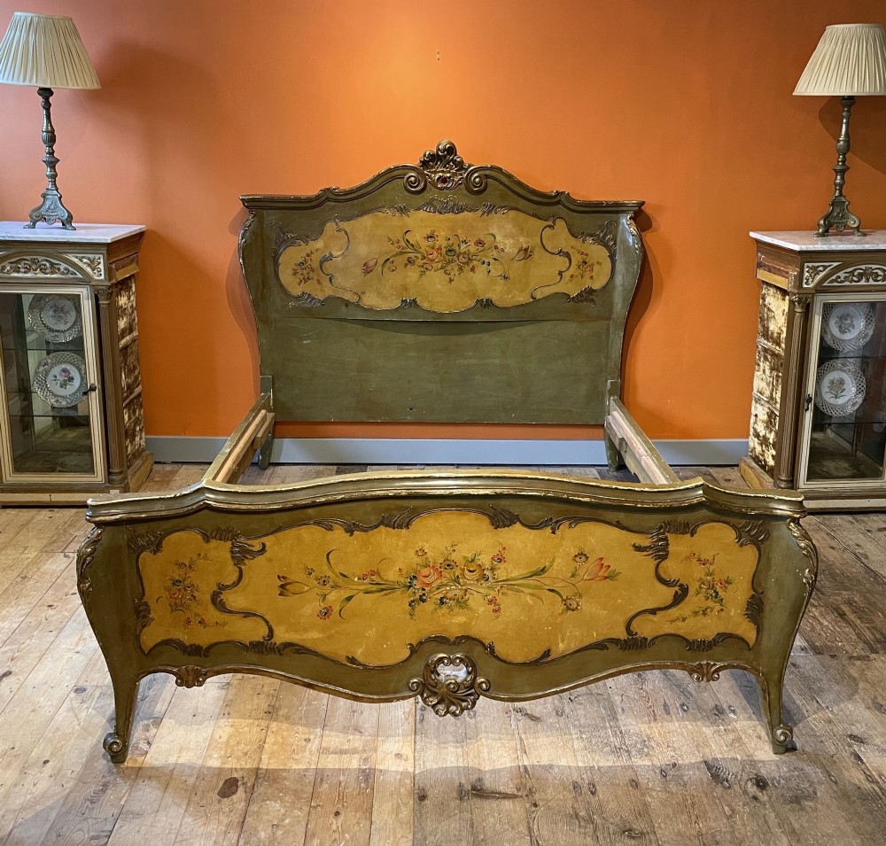 Italian Florentine Floral Painted King Size Bed