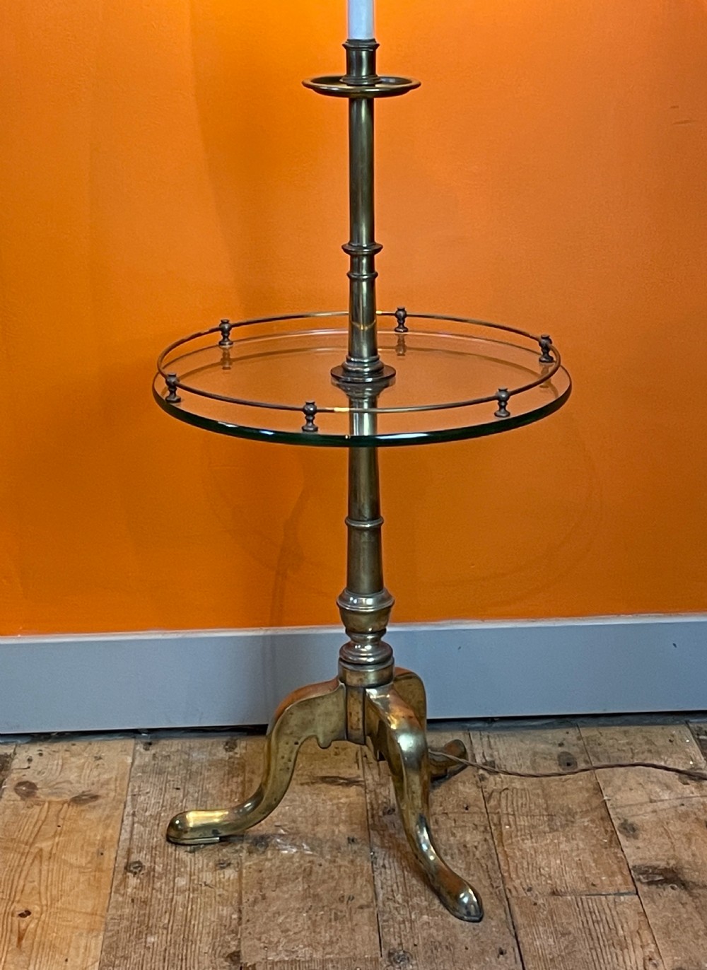 Brass & plate glass lamp table by Stiffel U.S.A. View II