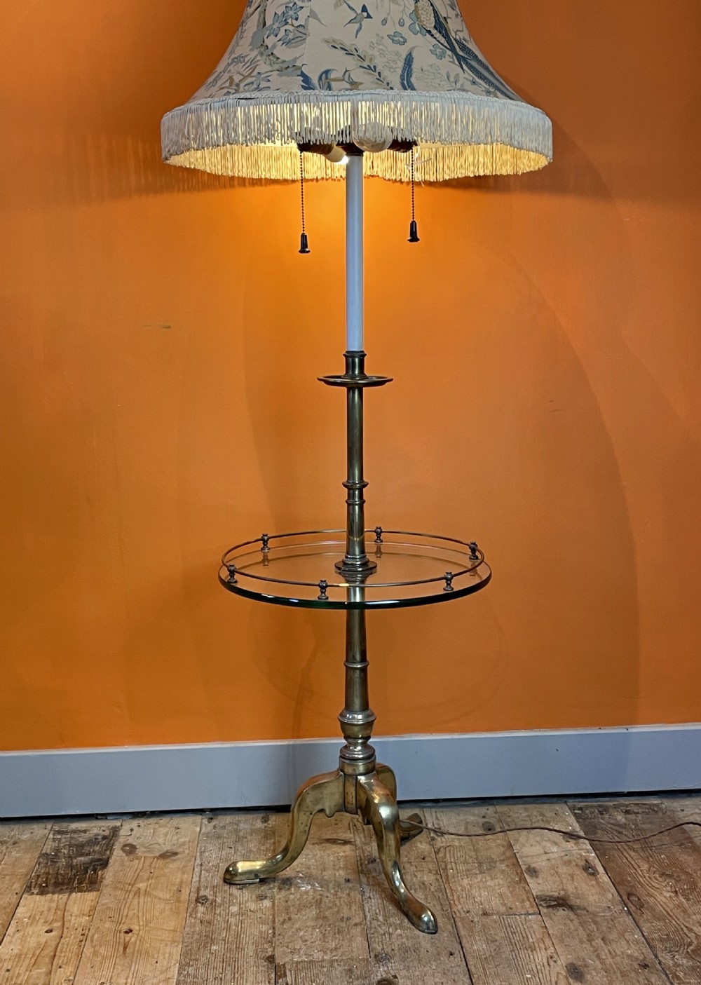 Brass & plate glass lamp table by Stiffel U.S.A. View VI