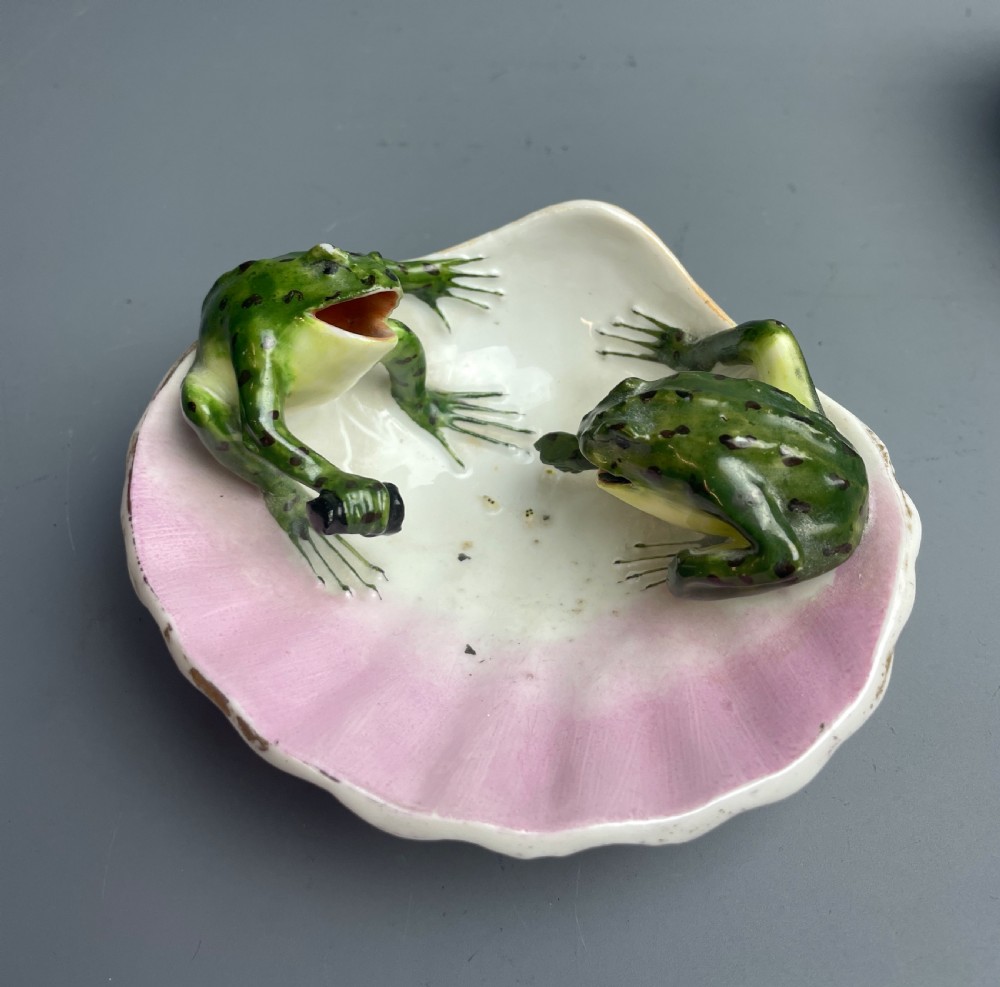 Continental novelty porcelain dish with two toads fairing View II