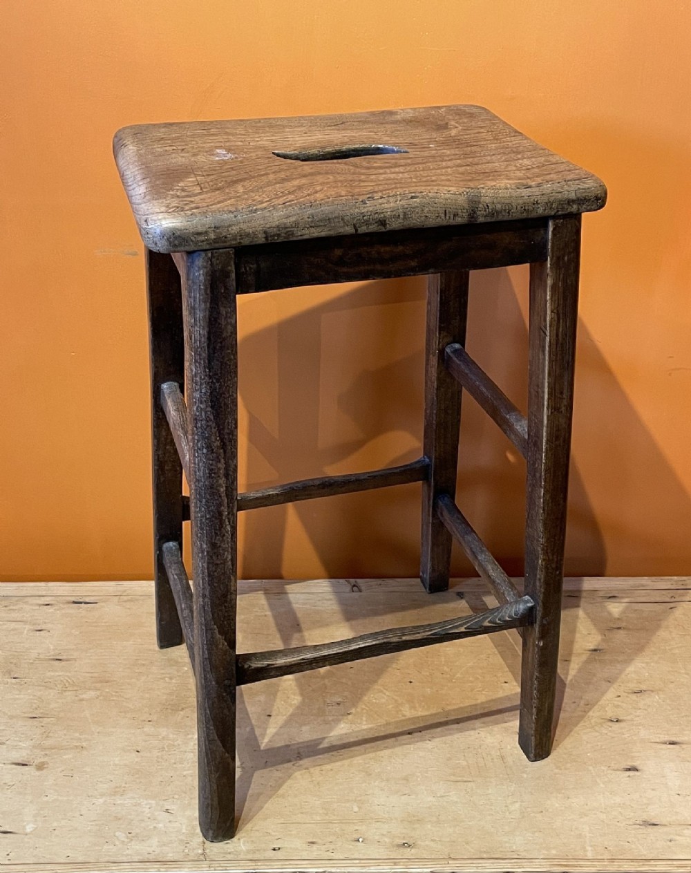 Tall 19th Century Elm & Ash Clerk's Stool