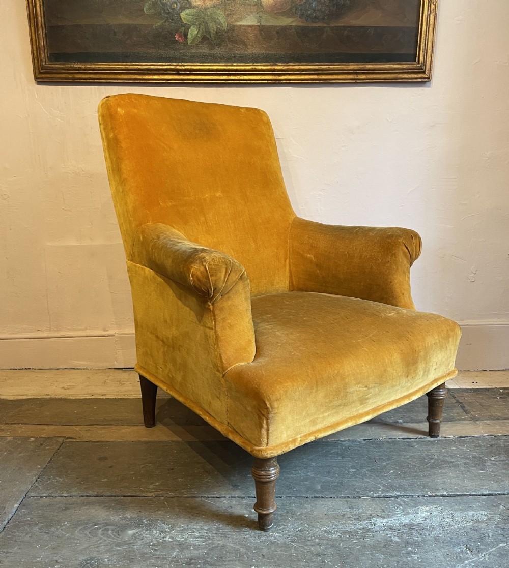 French Napoleon III Square Back Armchair for Recovering